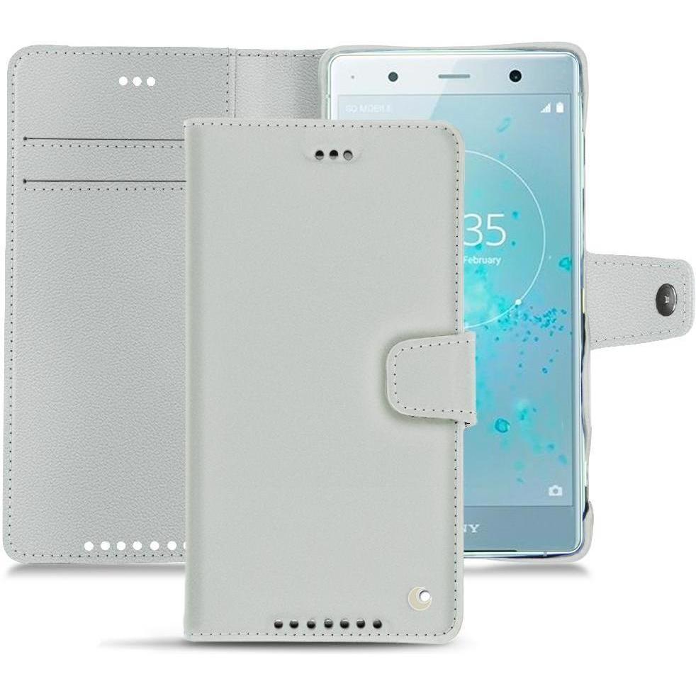Noreve Lederschutzhülle Wallet (Sony Xperia XZ2 Premium), Smartphone Hülle, Grau