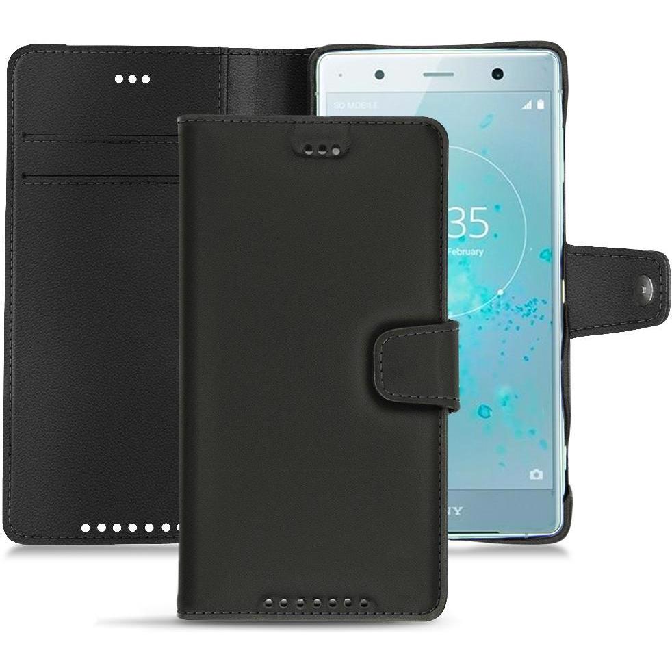 Noreve Lederschutzhülle Wallet (Sony Xperia XZ2 Premium), Smartphone Hülle, Schwarz