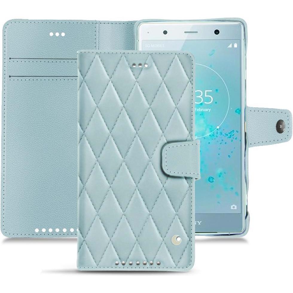 Noreve Lederschutzhülle Wallet (Sony Xperia XZ2 Premium), Smartphone Hülle, Blau