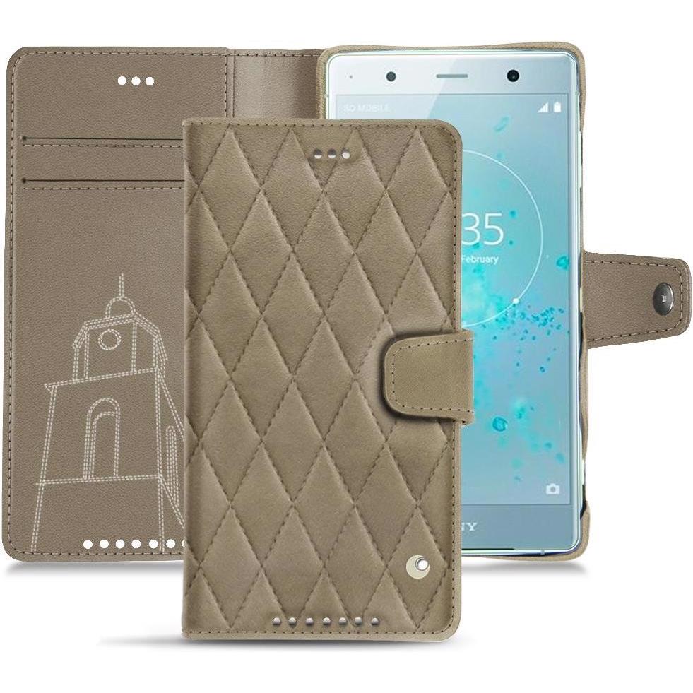 Noreve Lederschutzhülle Wallet (Sony Xperia XZ2 Premium), Smartphone Hülle, Beige