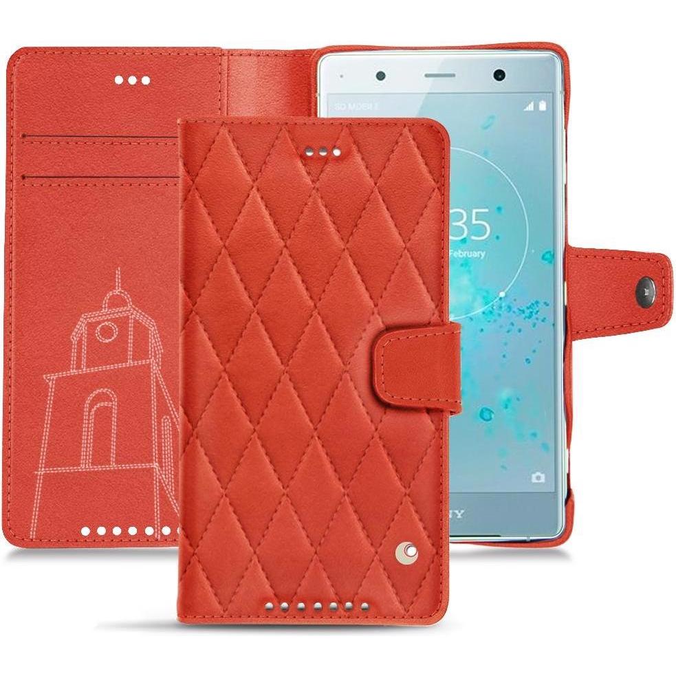 Noreve Lederschutzhülle Wallet (Sony Xperia XZ2 Premium), Smartphone Hülle, Orange