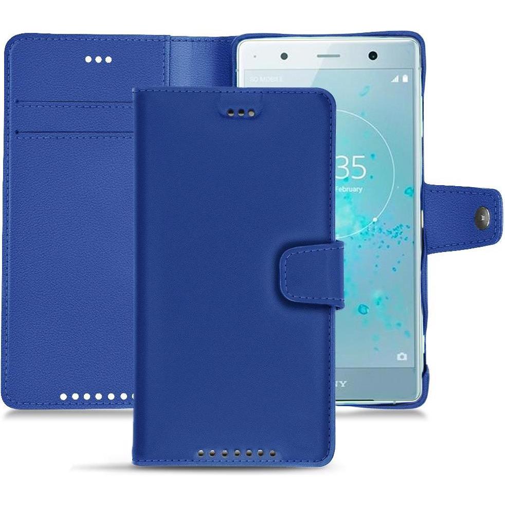 Noreve Lederschutzhülle Wallet (Sony Xperia XZ2 Premium), Smartphone Hülle, Blau