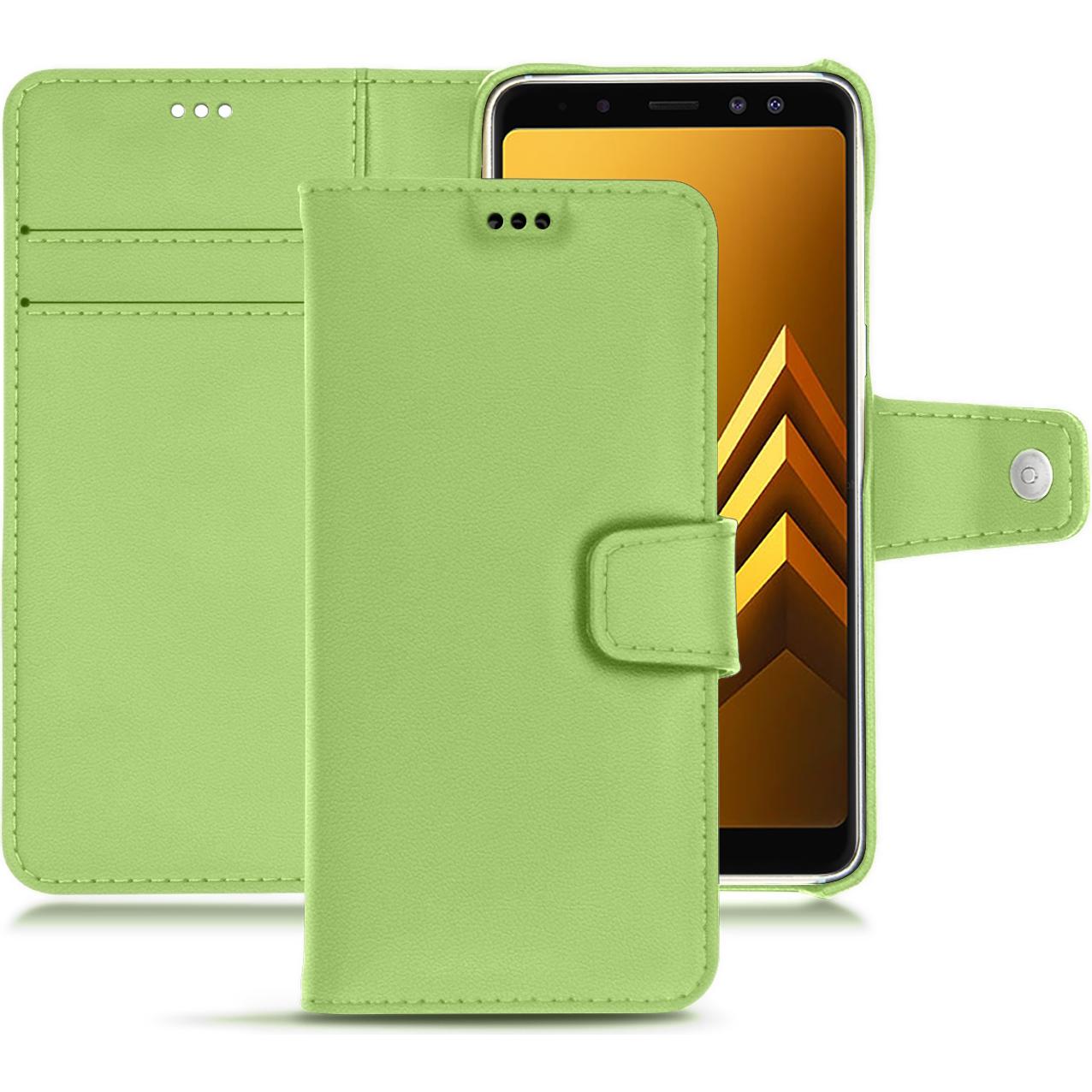 Noreve Lederschutzhülle Wallet (Samsung Galaxy A8 (2018)), Smartphone Hülle, Grün