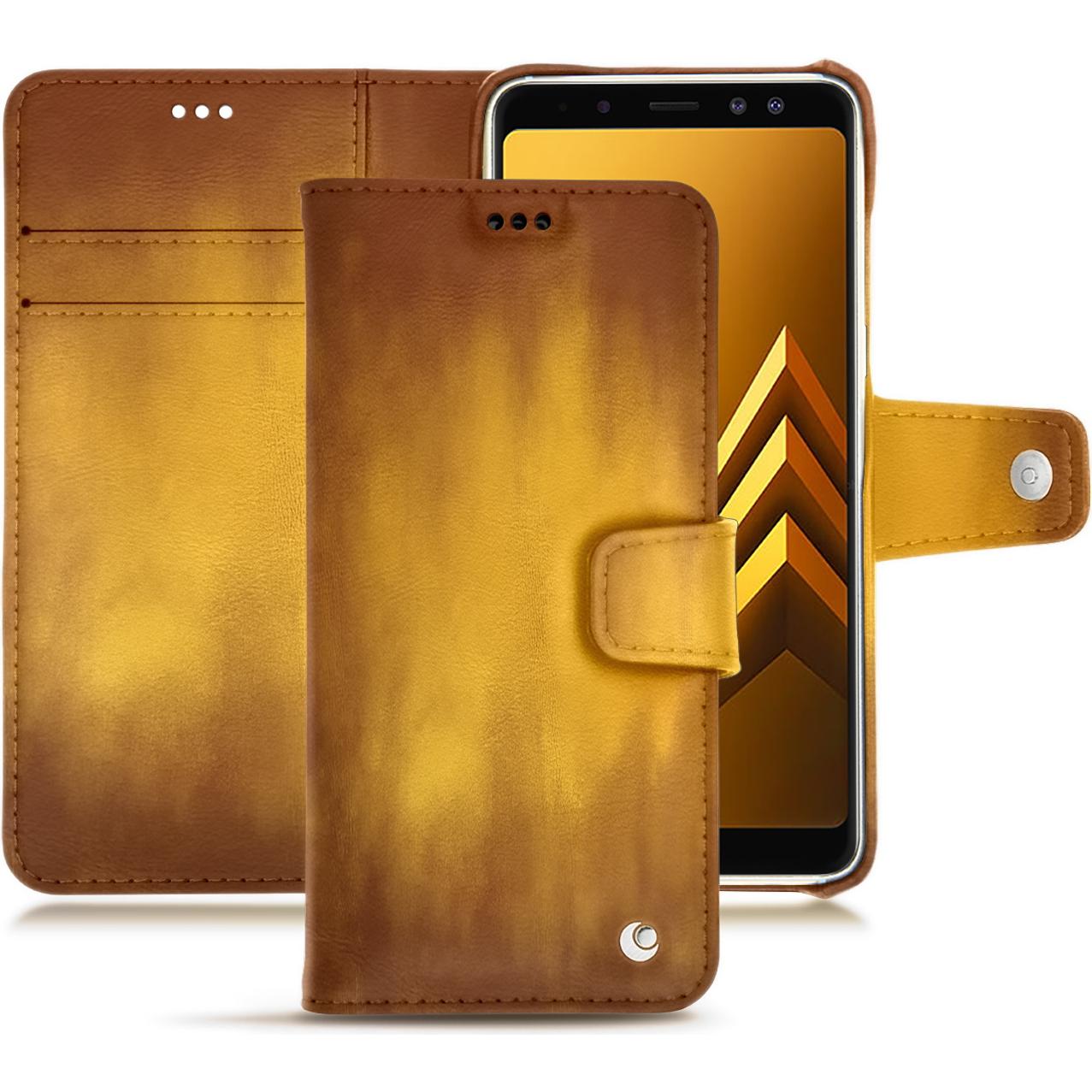 Noreve Lederschutzhülle Wallet (Samsung Galaxy A8 (2018)), Smartphone Hülle, Gold