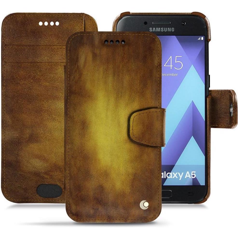 Noreve Lederschutzhülle Wallet (Samsung Galaxy A5 (2017)), Smartphone Hülle, Gold