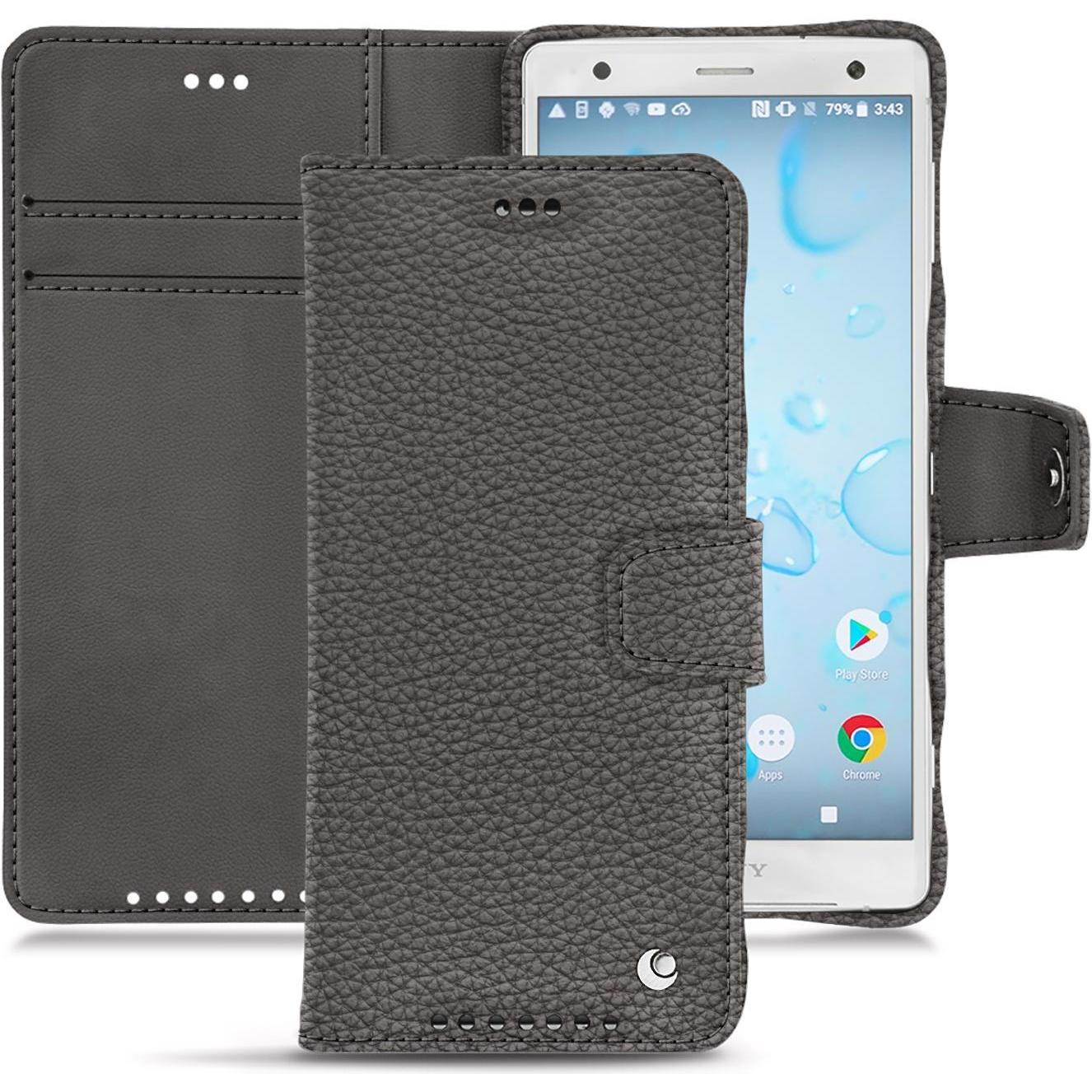 Thumbnail - Noreve Lederschutzhülle Wallet (Sony Xperia XZ2), Smartphone Hülle, Grau