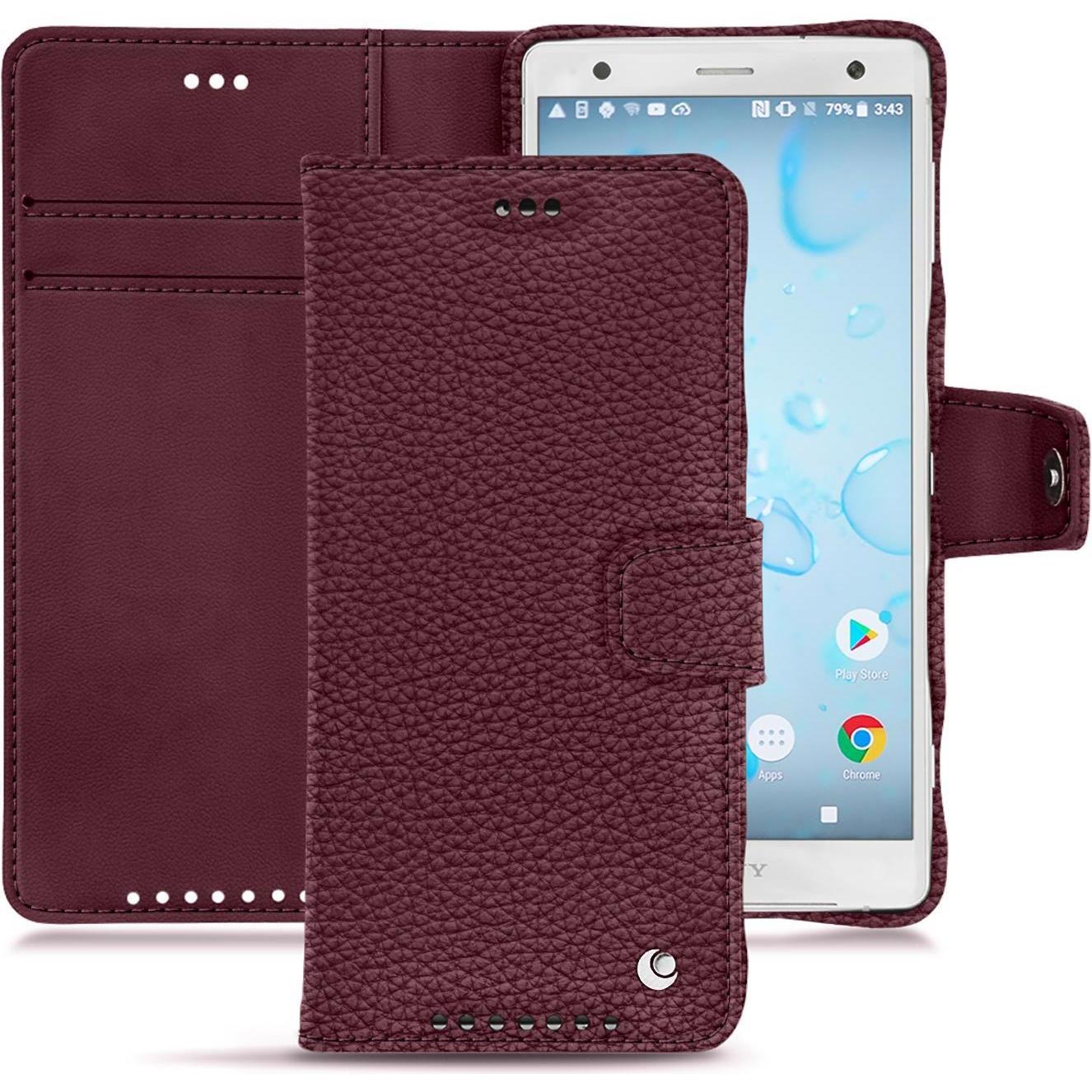 Noreve Lederschutzhülle Wallet (Sony Xperia XZ2), Smartphone Hülle, Violett