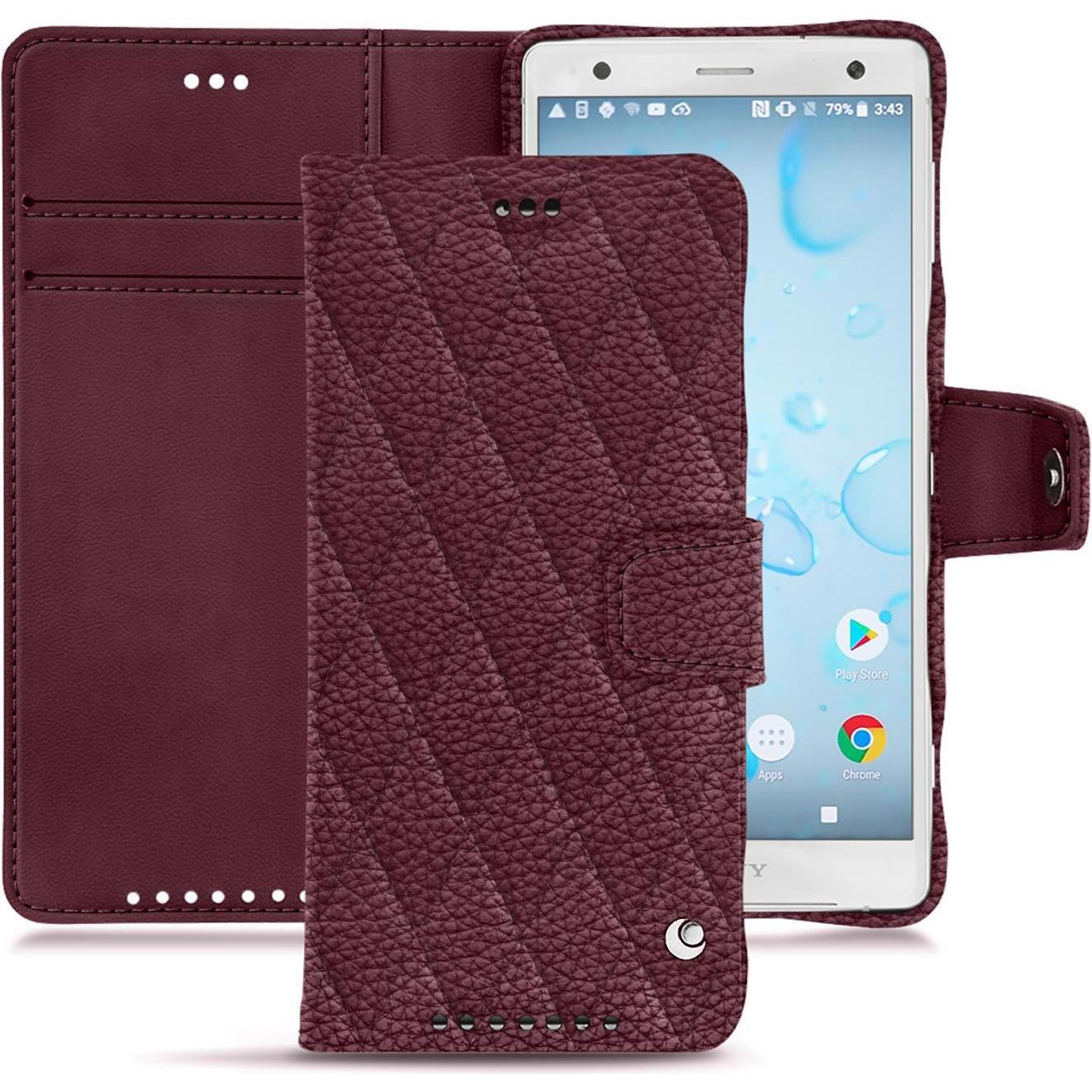 Noreve Lederschutzhülle Wallet (Sony Xperia XZ2), Smartphone Hülle, Violett