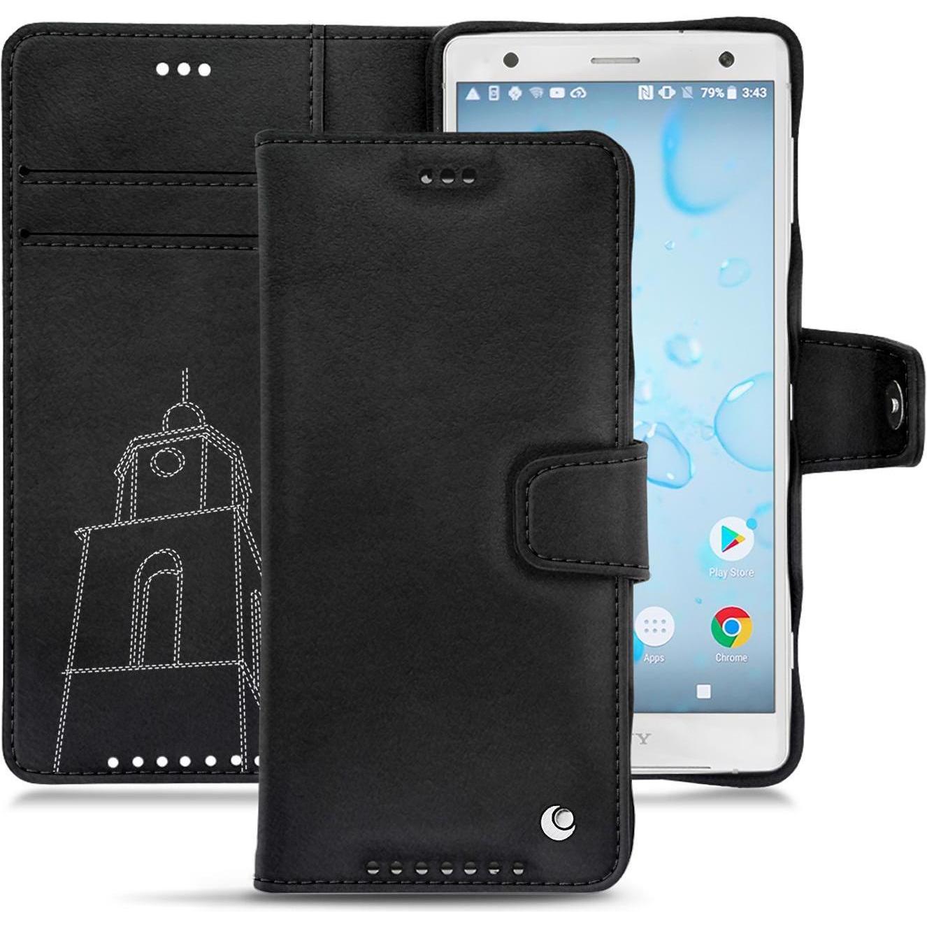 Noreve Lederschutzhülle Wallet (Sony Xperia XZ2), Smartphone Hülle, Schwarz