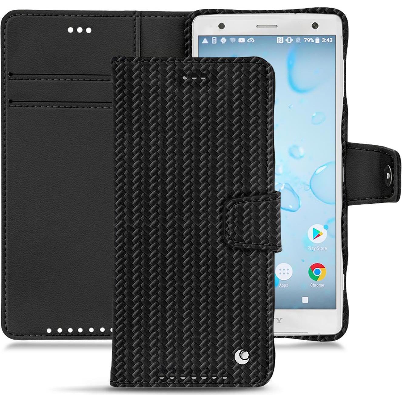 Noreve Lederschutzhülle Wallet (Sony Xperia XZ2), Smartphone Hülle, Schwarz