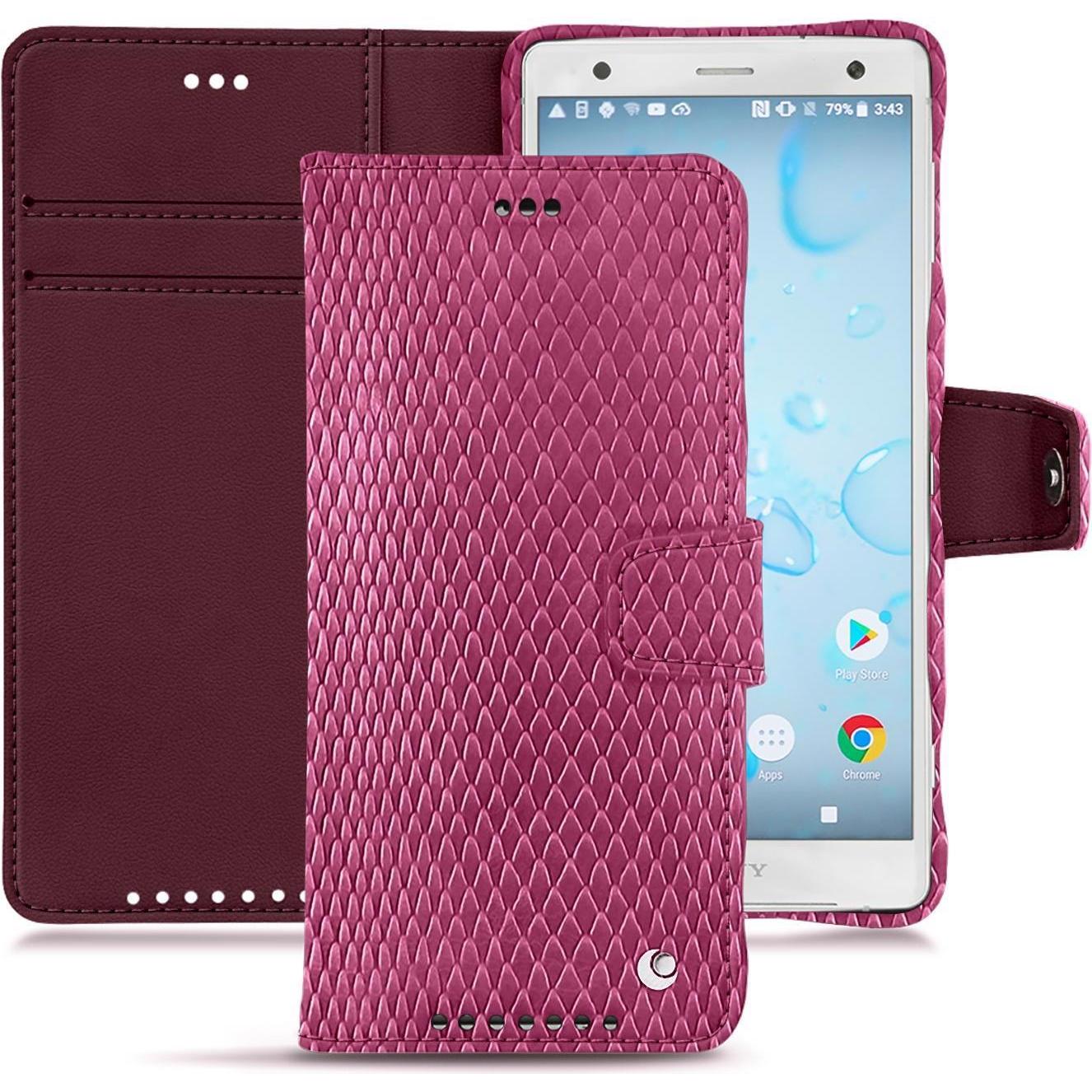 Noreve Lederschutzhülle Wallet (Sony Xperia XZ2), Smartphone Hülle, Rosa
