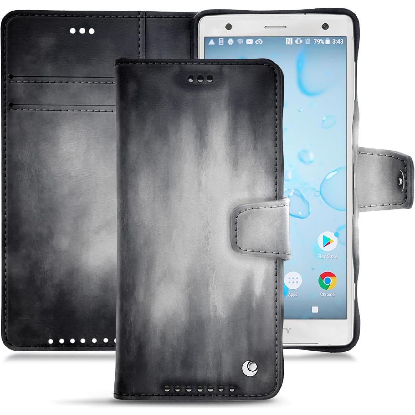 Thumbnail - Noreve Lederschutzhülle Wallet (Sony Xperia XZ2), Smartphone Hülle, Grau