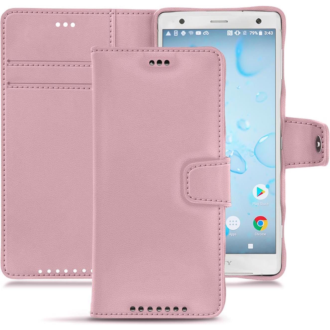 Noreve Lederschutzhülle Wallet (Sony Xperia XZ2), Smartphone Hülle, Rosa