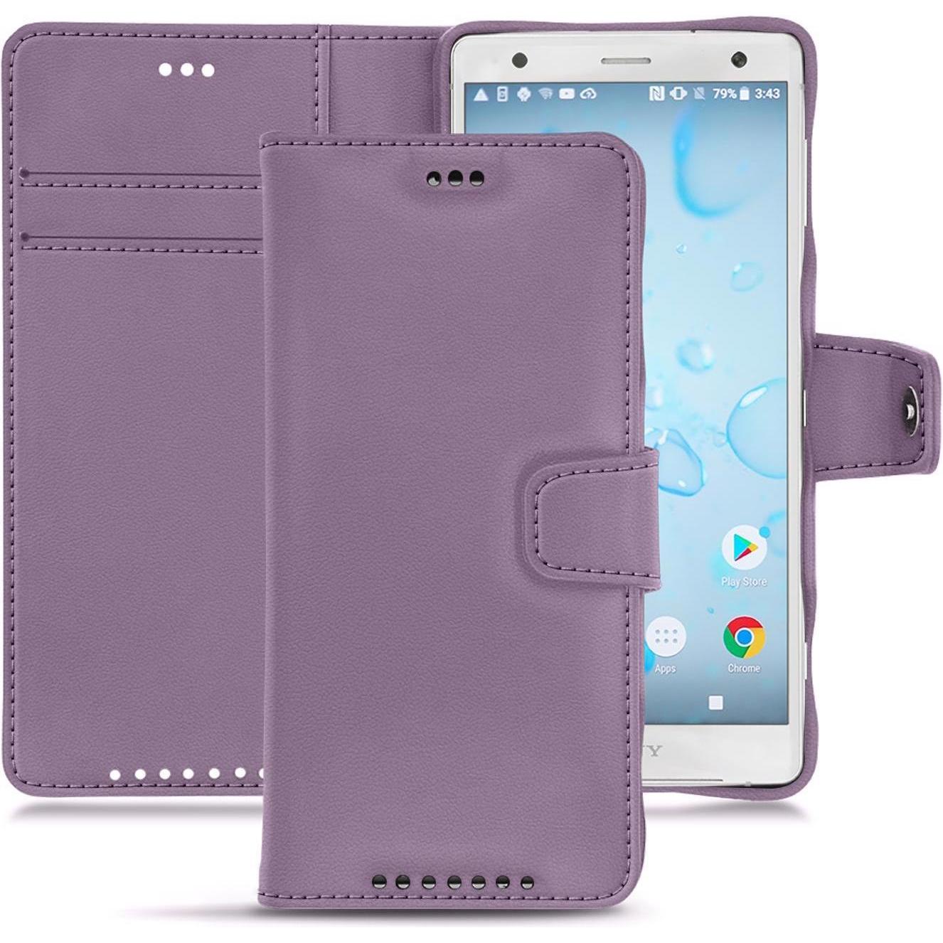Noreve Lederschutzhülle Wallet (Sony Xperia XZ2), Smartphone Hülle, Violett