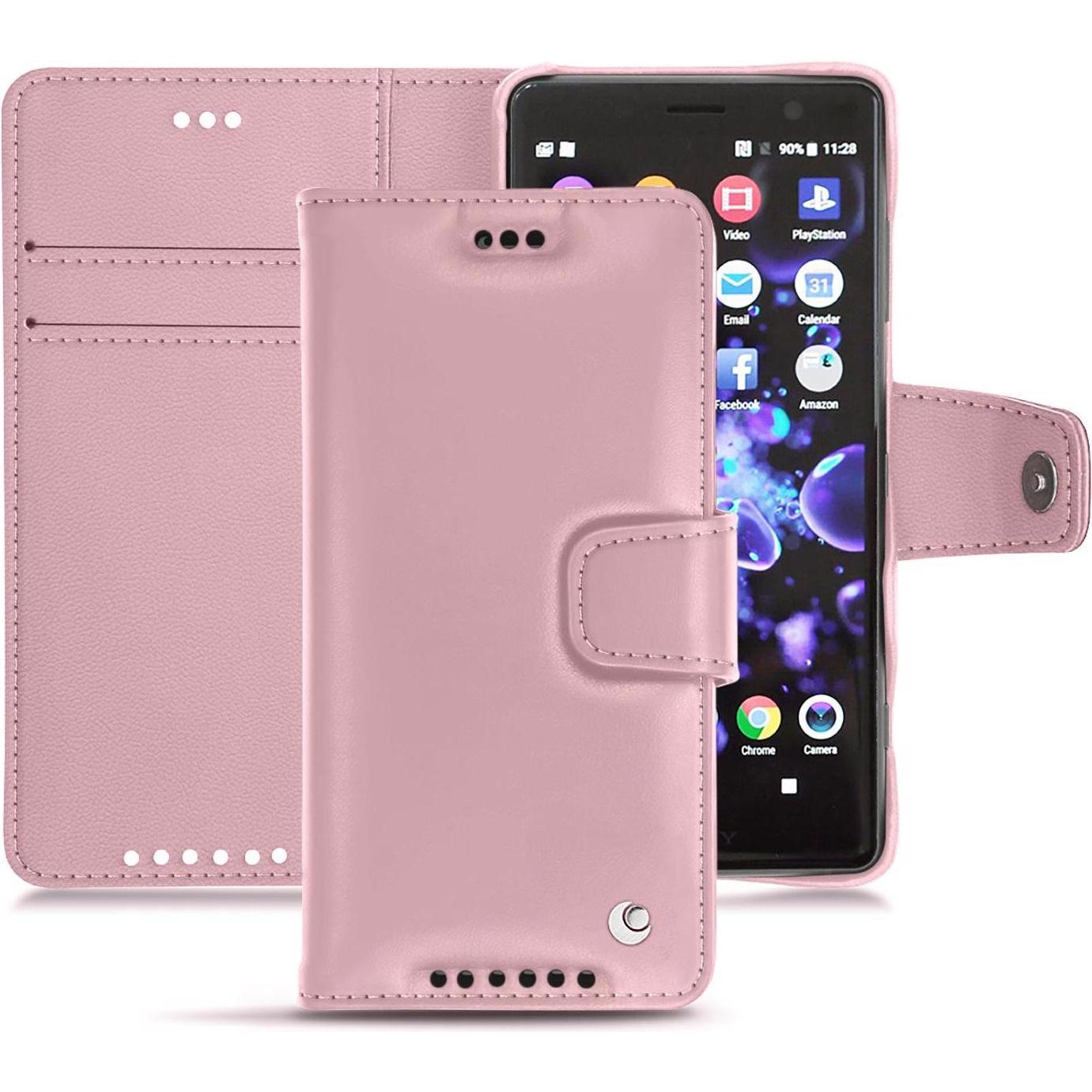 Noreve Lederschutzhülle Wallet (Sony Xperia XZ2 Compact), Smartphone Hülle, Rosa