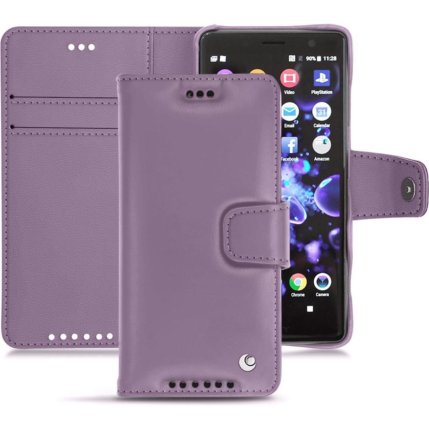 Noreve Lederschutzhülle Wallet (Sony Xperia XZ2 Compact), Smartphone Hülle, Violett