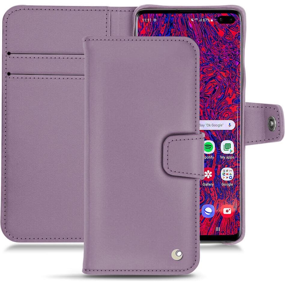 Noreve Lederschutzhülle Wallet (Samsung Galaxy S10+), Smartphone Hülle, Violett
