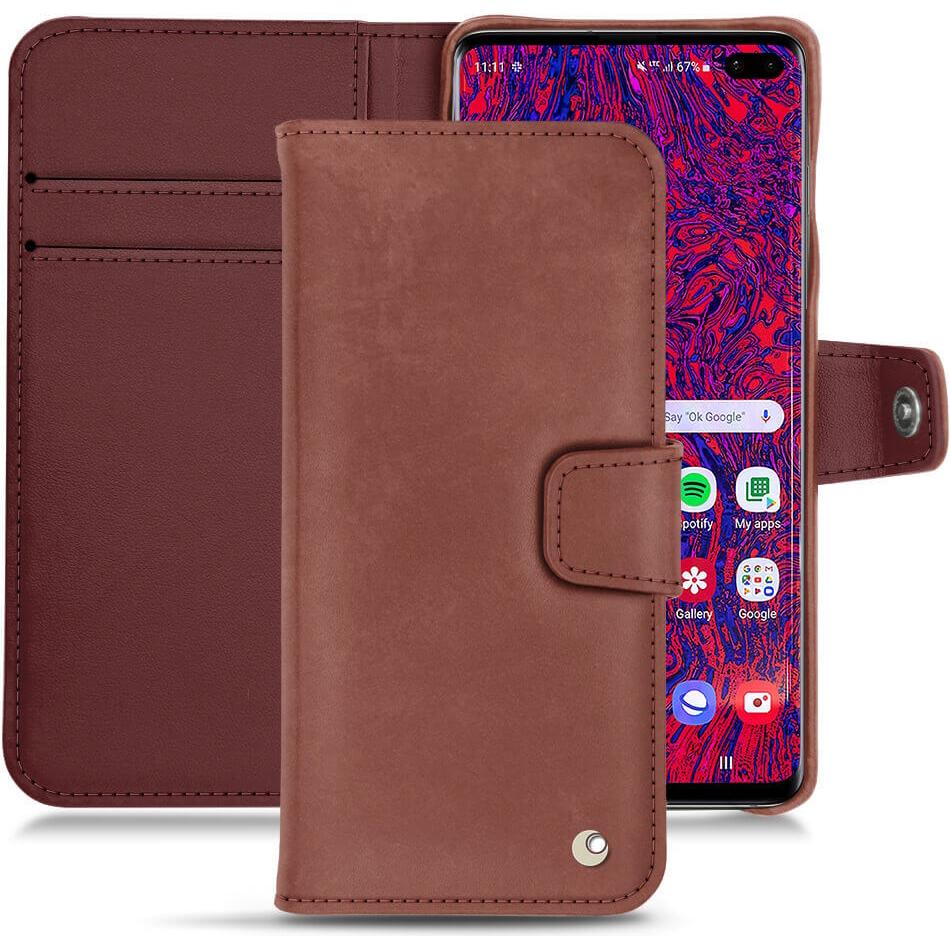 Noreve Lederschutzhülle Wallet (Samsung Galaxy S10+), Smartphone Hülle, Rot
