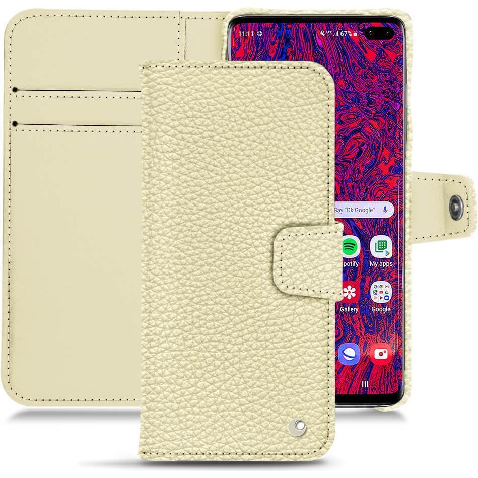 Noreve Lederschutzhülle Wallet (Samsung Galaxy S10+), Smartphone Hülle, Weiss