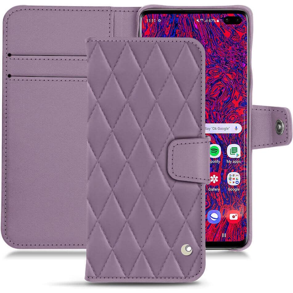 Noreve Lederschutzhülle Wallet (Samsung Galaxy S10+), Smartphone Hülle, Violett