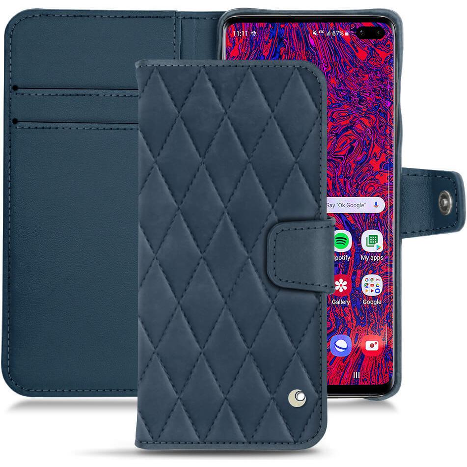 Noreve Lederschutzhülle Wallet (Samsung Galaxy S10+), Smartphone Hülle, Blau