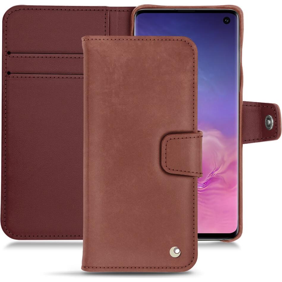 Noreve Lederschutzhülle Wallet (Samsung Galaxy S10), Smartphone Hülle, Rot
