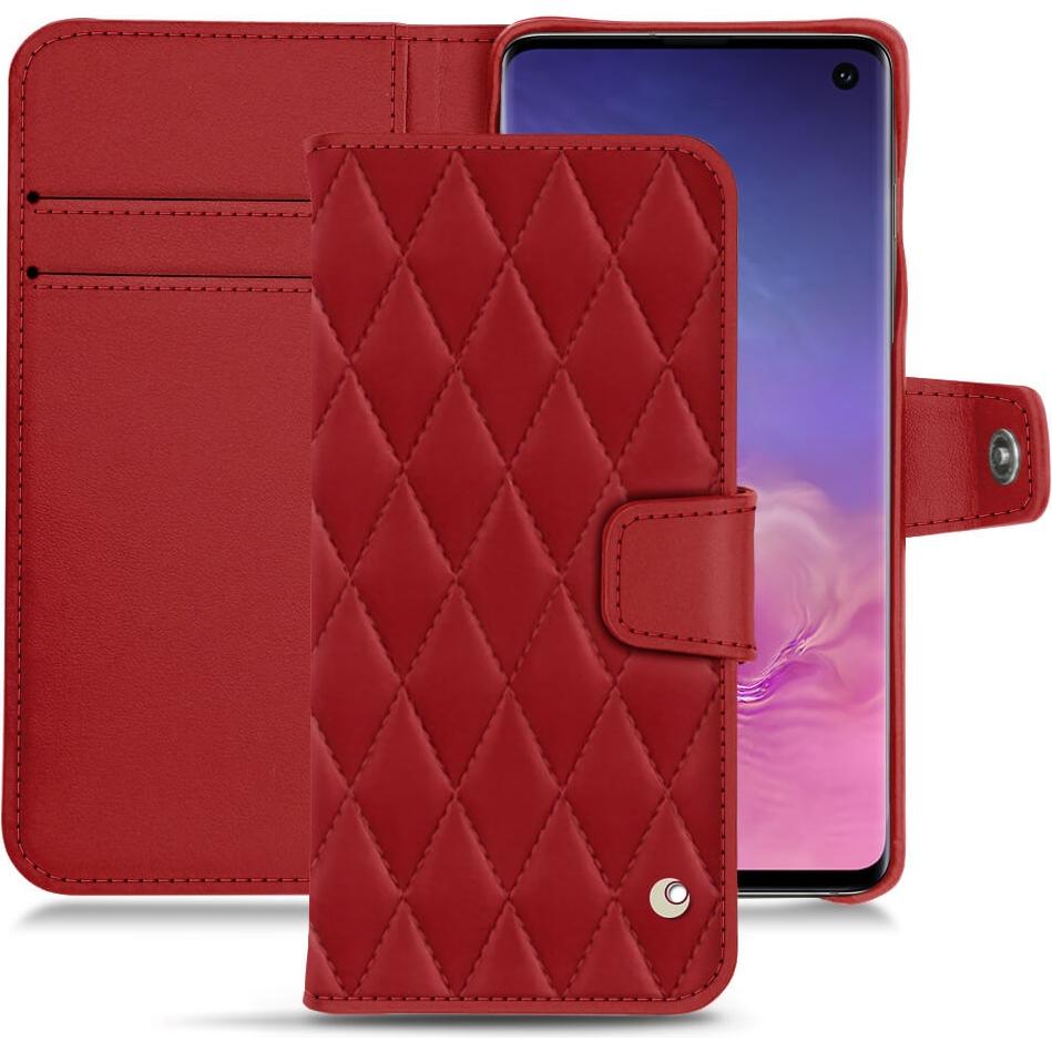 Noreve Lederschutzhülle Wallet (Samsung Galaxy S10+), Smartphone Hülle, Rot