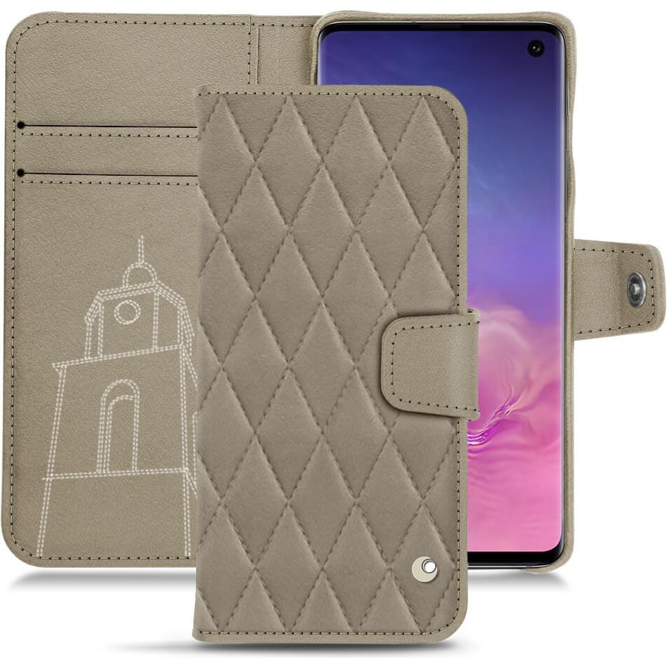 Noreve Lederschutzhülle Wallet (Samsung Galaxy S10), Smartphone Hülle, Beige