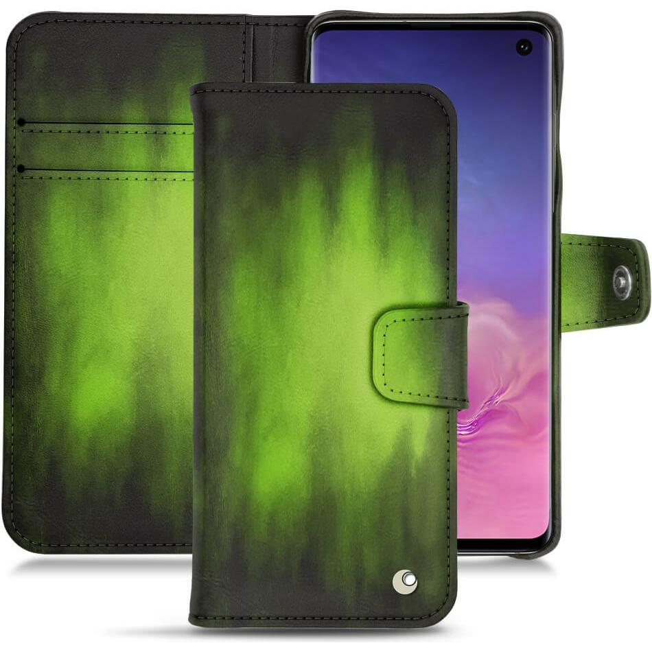 Noreve Lederschutzhülle Wallet (Samsung Galaxy S10+), Smartphone Hülle, Grün