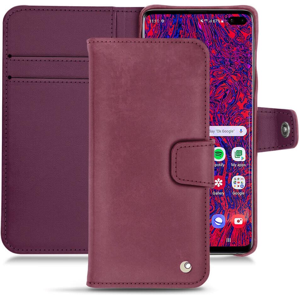 Noreve Lederschutzhülle Wallet (Samsung Galaxy S10+), Smartphone Hülle, Violett