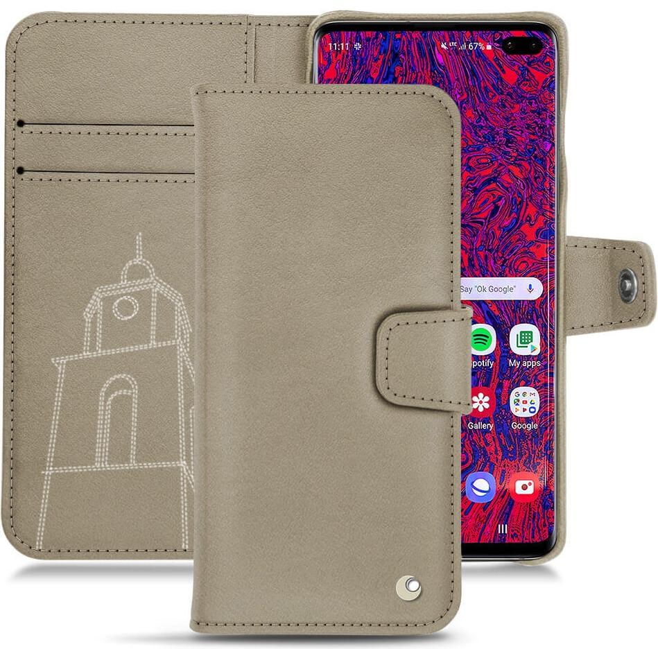 Noreve Lederschutzhülle Wallet (Samsung Galaxy S10+), Smartphone Hülle, Beige