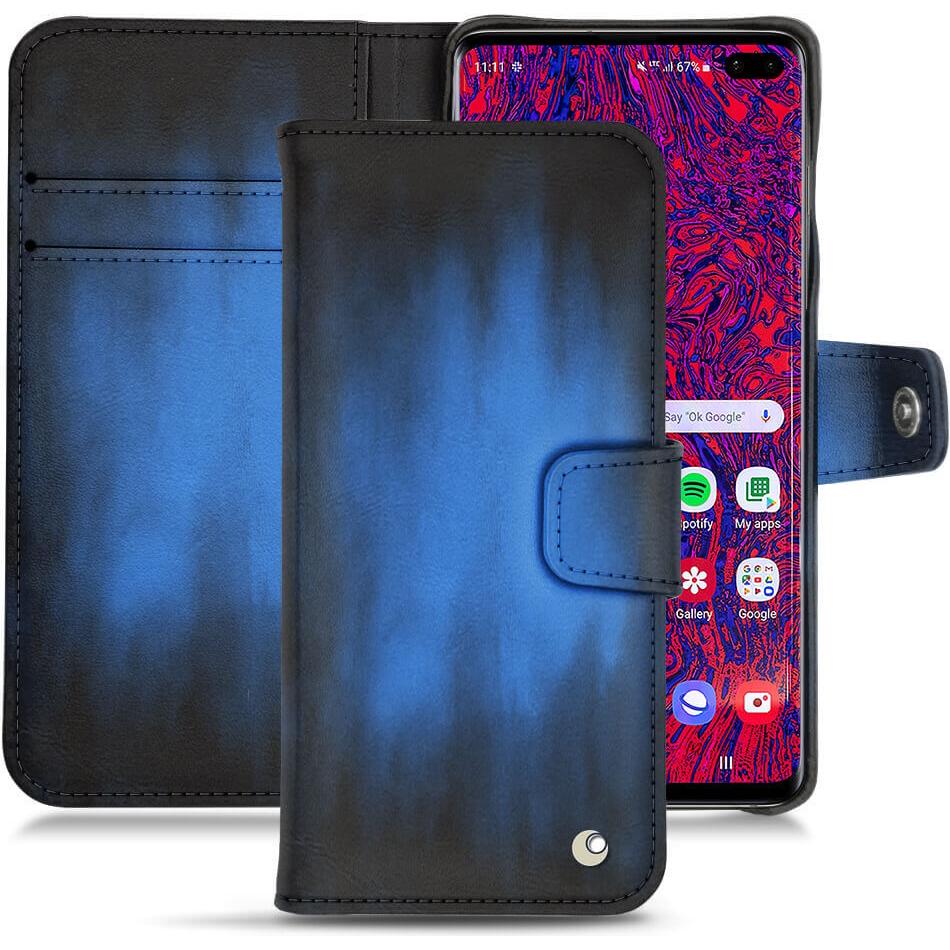 Noreve Lederschutzhülle Wallet (Samsung Galaxy S10+), Smartphone Hülle, Blau