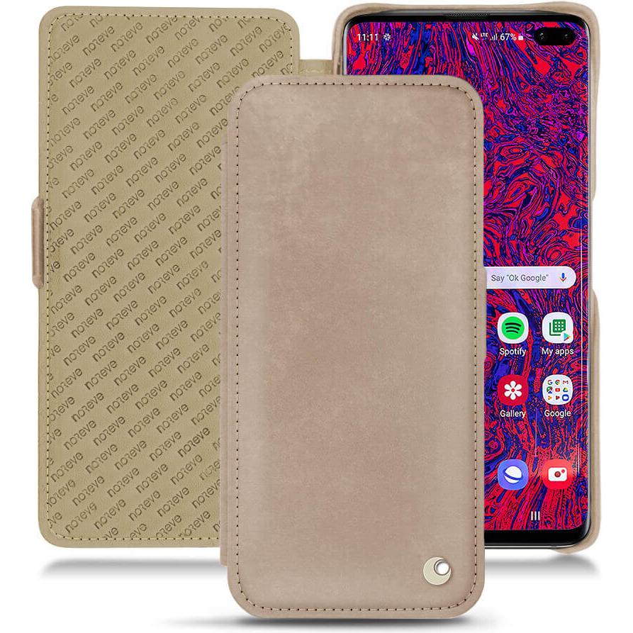 Noreve Lederschutzhülle horizontal (Samsung Galaxy S10+), Smartphone Hülle, Beige