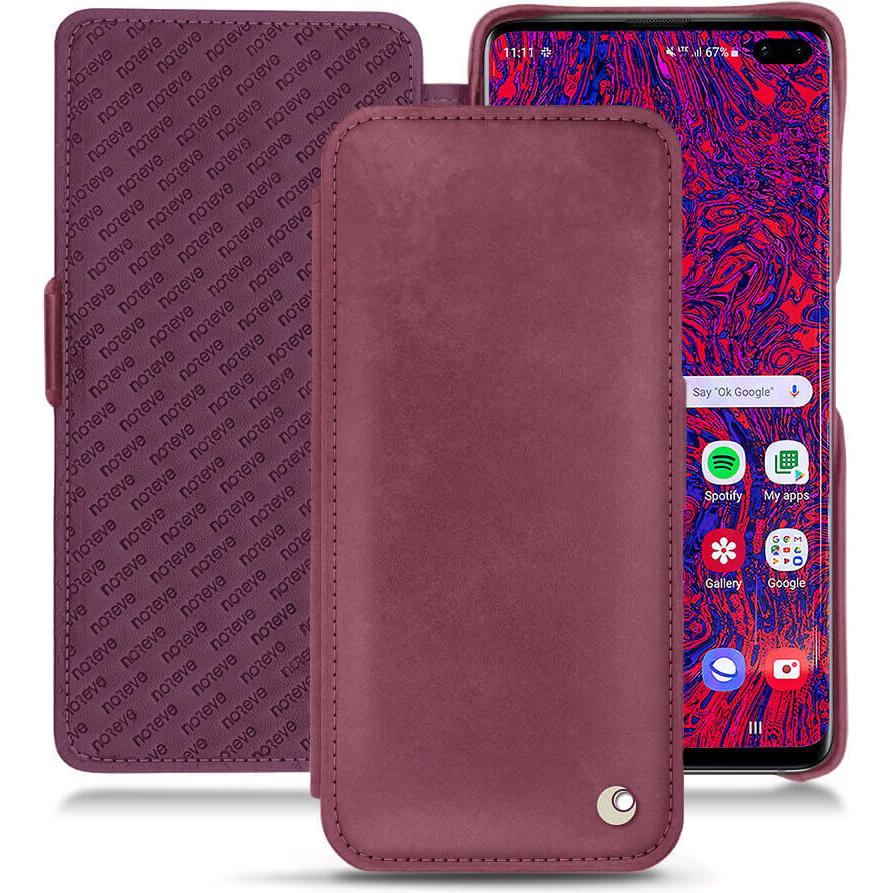 Noreve Lederschutzhülle horizontal (Samsung Galaxy S10+), Smartphone Hülle, Violett