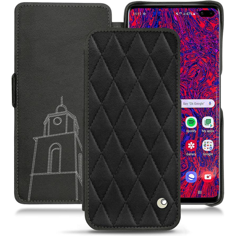 Noreve Lederschutzhülle horizontal (Samsung Galaxy S10+), Smartphone Hülle, Schwarz