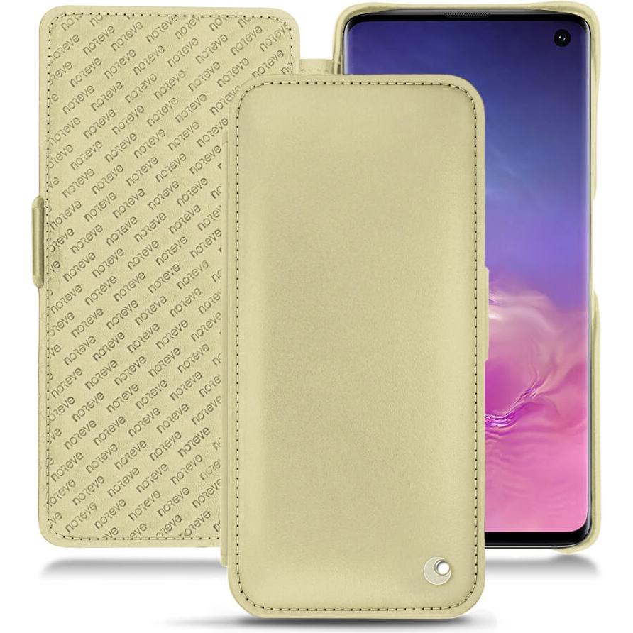 Noreve Lederschutzhülle horizontal (Samsung Galaxy S10), Smartphone Hülle, Beige