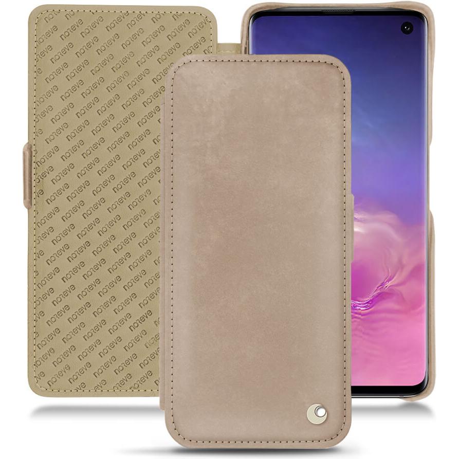 Thumbnail - Noreve Lederschutzhülle horizontal (Samsung Galaxy S10), Smartphone Hülle, Beige