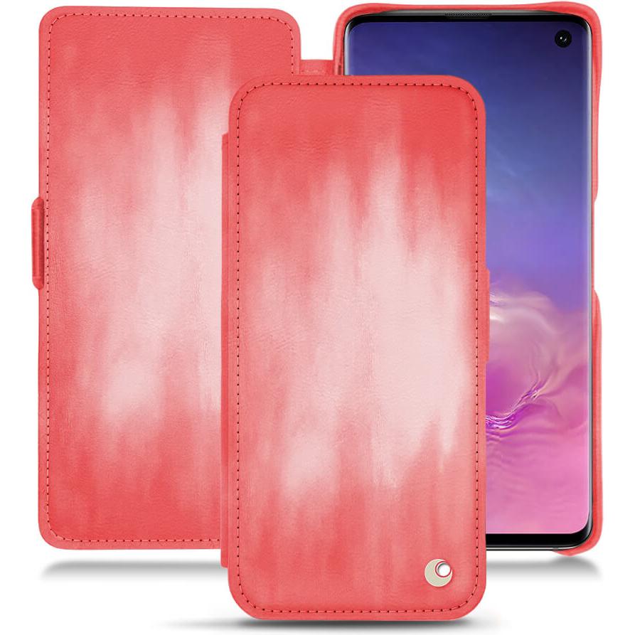 Noreve Lederschutzhülle horizontal (Samsung Galaxy S10), Smartphone Hülle, Rosa
