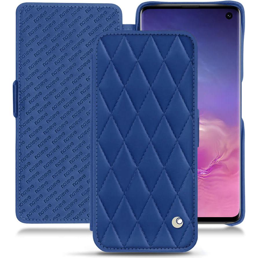 Noreve Lederschutzhülle horizontal (Samsung Galaxy S10), Smartphone Hülle, Blau