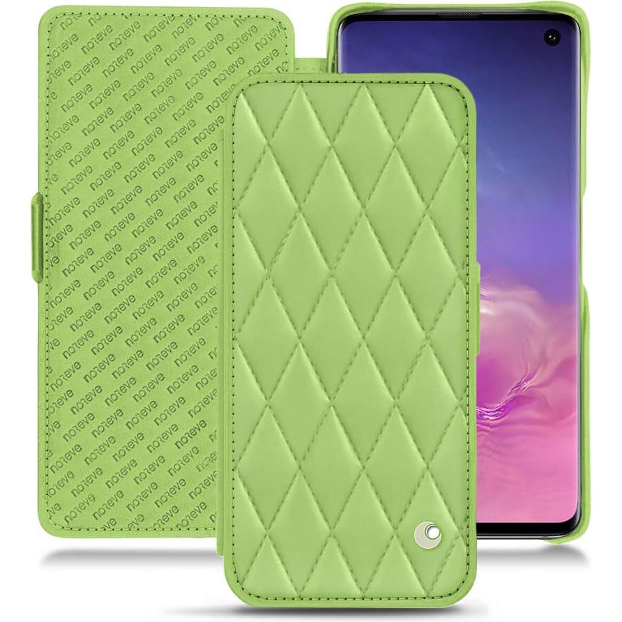 Noreve Lederschutzhülle horizontal (Samsung Galaxy S10), Smartphone Hülle, Grün