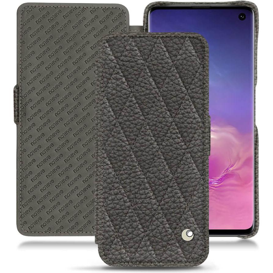Noreve Lederschutzhülle horizontal (Samsung Galaxy S10), Smartphone Hülle, Grau