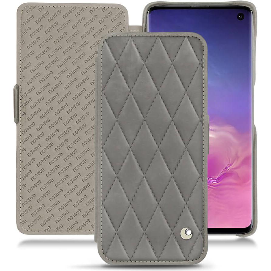 Noreve Lederschutzhülle horizontal (Samsung Galaxy S10), Smartphone Hülle, Grau