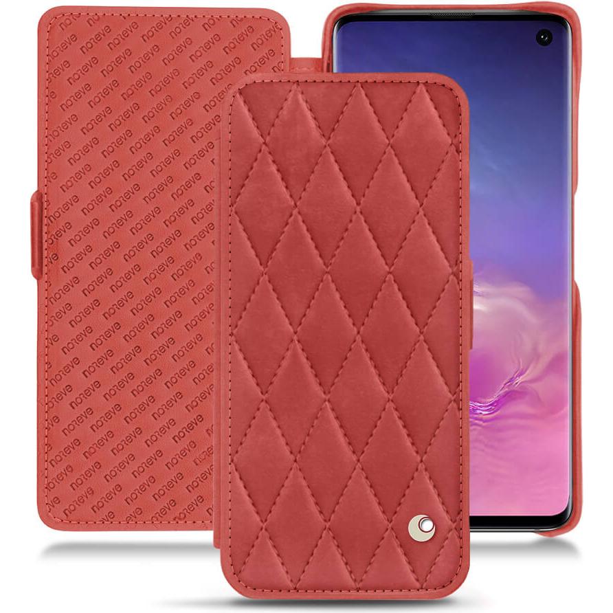 Noreve Lederschutzhülle horizontal (Samsung Galaxy S10), Smartphone Hülle, Rot