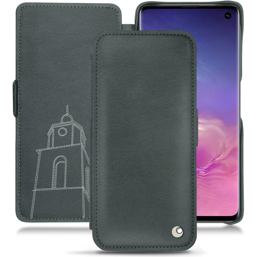 Noreve Lederschutzhülle horizontal (Samsung Galaxy S10), Smartphone Hülle, Blau