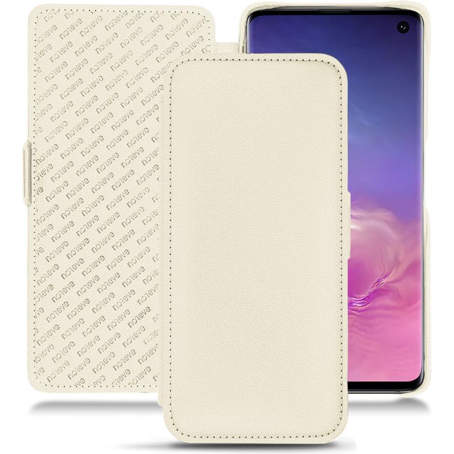 Noreve Lederschutzhülle horizontal (Samsung Galaxy S10), Smartphone Hülle, Weiss