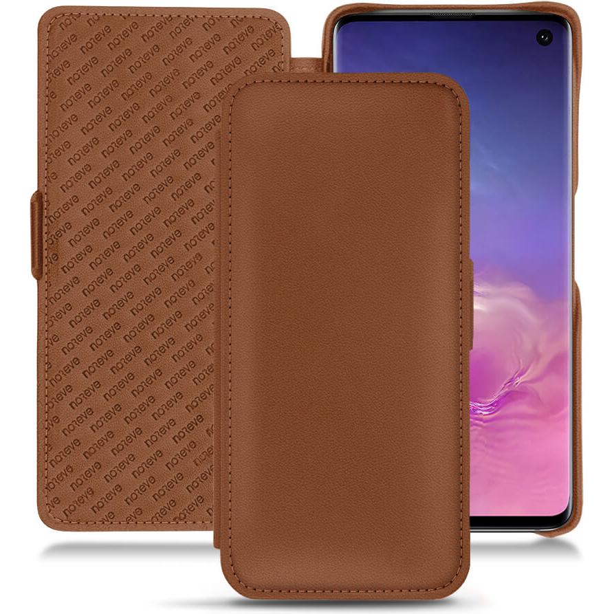 Noreve Lederschutzhülle horizontal (Samsung Galaxy S10), Smartphone Hülle, Braun