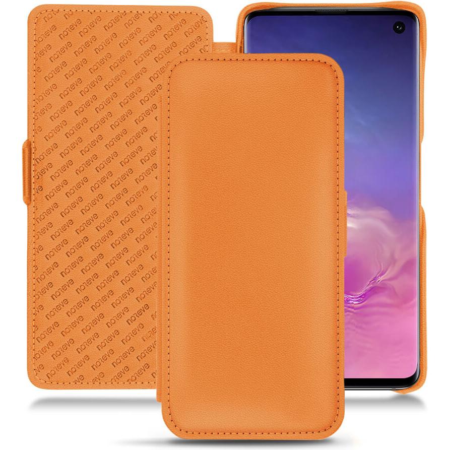 Noreve Lederschutzhülle horizontal (Samsung Galaxy S10), Smartphone Hülle, Orange