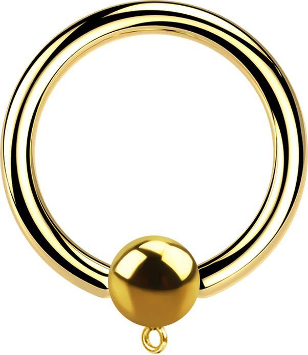 Image du produit Star Piercing Micro Closure Anneau plaqué or avec boule pour pendentif (Acier chirurgical 316L, sans laiton)