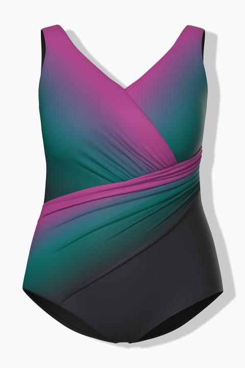 Actual product image Ulla Popken Gradient Wrap Look One Piece Swimsuit (60)