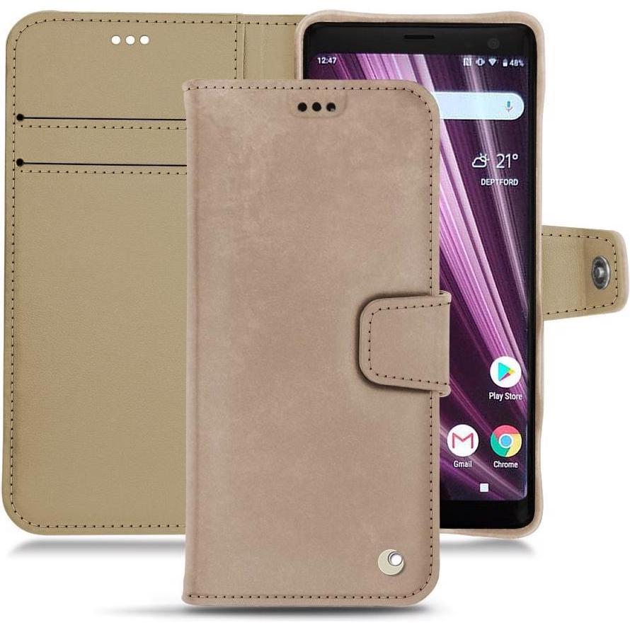 Noreve Lederschutzhülle Wallet (Sony Xperia XZ3), Smartphone Hülle, Beige